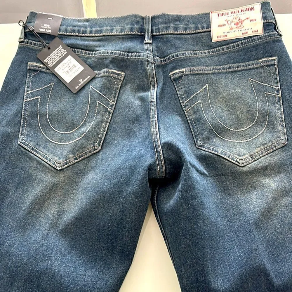 True Religion jeans NWT w34 l32 GENO relaxed slim dark smoky wash